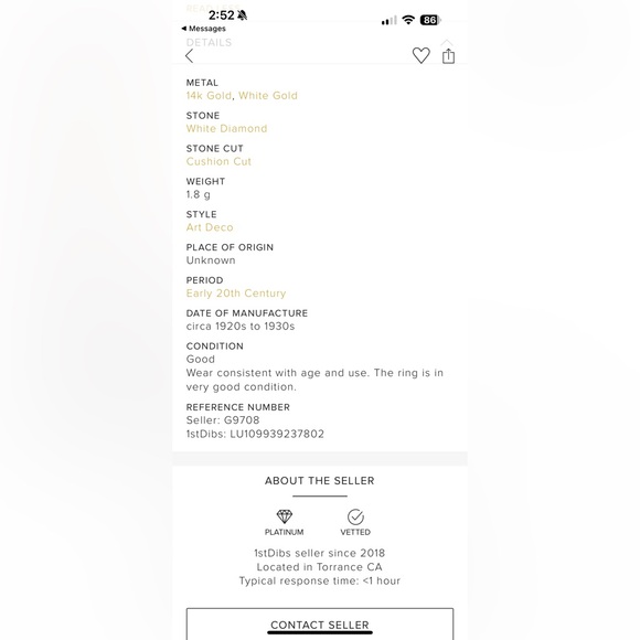 Vintage Art Deco Engagement Diamond Ring - Picture 8 of 8